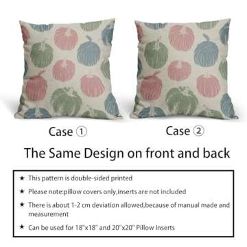 Aytipun Pink Blue Green Pumpkin Fall Pillow Covers 24x24 Set of 2 Autumn Harvest Print Thanksgiving Decorative Throw Pillows Outdoor Farmhouse Cushion Case Seasonal Decor for Couch Sofa Bed