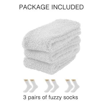 OVOV 3 Pairs White Fuzzy Socks Men Fluffy Socks Winter Warm Cozy Slipper Socks for Men Soft Comfy Fl...
