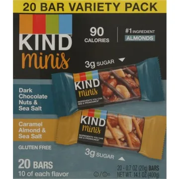 KIND Minis, Dark Chocolate Nuts & Sea Salt/ Caramel Almond & Sea Salt, 14 Oz (Pack Of 20)