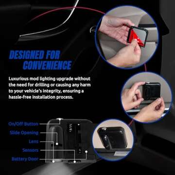 Sporticulture NFL American Football Buffalo Bills - Led Car Door Light - Wireless Led Projector with One Team Logo Slide - Compatible for Most Car Models - Battery-Operated, 2.5” x 2.5”