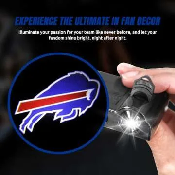 Sporticulture NFL American Football Buffalo Bills - Led Car Door Light - Wireless Led Projector with One Team Logo Slide - Compatible for Most Car Models - Battery-Operated, 2.5” x 2.5”
