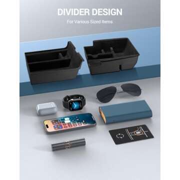 Motrobe 2PCS Tesla Model Y Model 3 Center Console Organizer Tray Armrest Storage Box Hidden Drawer for 2021-2025 Model Y & 2021-2023 Model 3 [Not Compatible with 2024 Model 3 Highland]