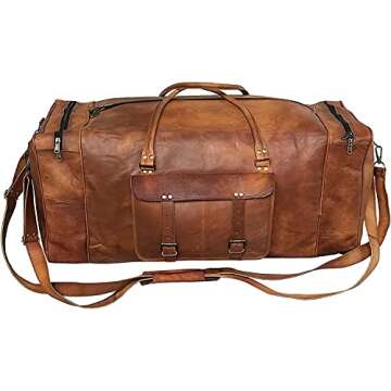 Handmade Large Leather Duffel Bag 32 Inch for Travel and Gym Sports