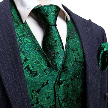 Barry.Wang Formal Men Vest Paisley Jacquard Silk Tie Suit Waistcoat Set Wedding 5PCS