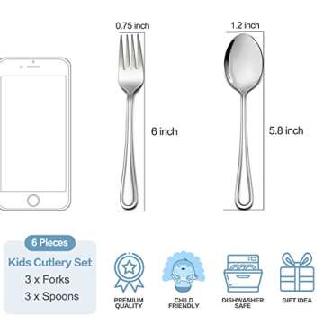 TeamFar Toddler Utensils, Stainless Steel Toddler Silverware Small Kid Cutlery Set for Self-Feeding,...