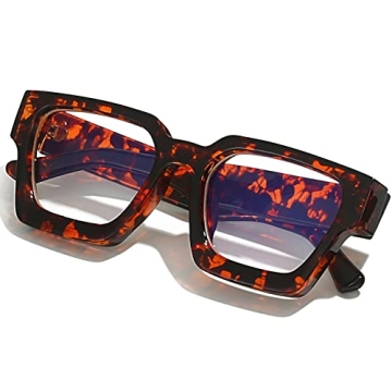 AIEYEZO Square Thick Frame Glasses for Stylish Blue Light Protection