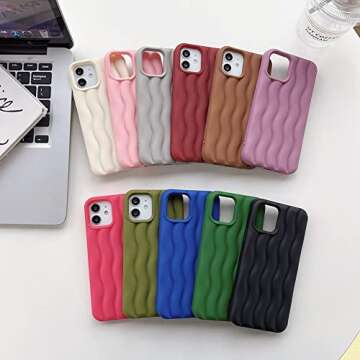 LEMONCOVER for iPhone Case Cute 3D Wave Shape Curly Frame Edge Design Soft Silicone Protective Bumper Women Girl Slim Shockproof (White,iPhone 11 Pro Max)