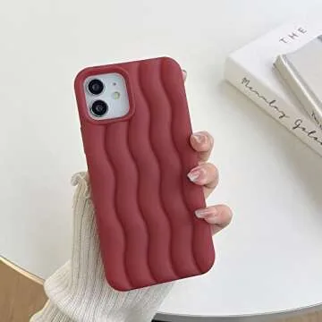 LEMONCOVER for iPhone Case Cute 3D Wave Shape Curly Frame Edge Design Soft Silicone Protective Bumper Women Girl Slim Shockproof (White,iPhone 11 Pro Max)