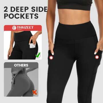 High Waisted Leggings for Women - No See Through Tummy Novelty Workout Yoga Pants with Pockets Reg & Plus A-Pink