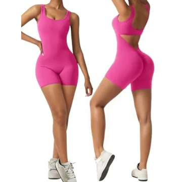 Vertvie Jumpsuits for Women Sexy Backless One Piece Jumpsuit Shorts Sleeveless Tummy Control V Back ...