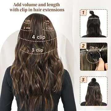 Fliace Highlight balayage dark brown Hairpieces, Natural & Blends Well Clip in Hair Extensions (20inch, 6pcs, Dark roasted coffee & Caraamel brown)