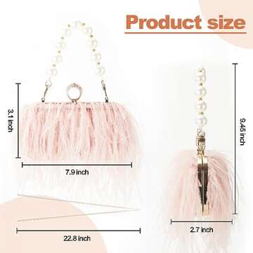 Women Pure Natural Ostrich Feather Fluffy Evening Clutch Purse Suitable for Party,Wedding,Tea Party ...
