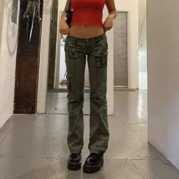 Unique Women Indie Gothic Cargo Jeans for Casual Style