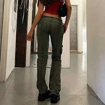 Unique Women Indie Gothic Cargo Jeans for Casual Style