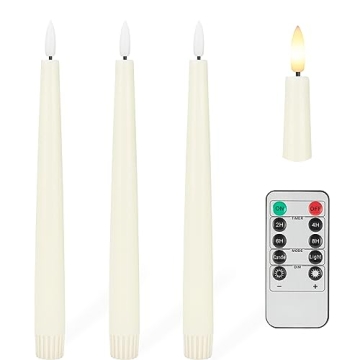 Flameless Taper Candles with 3D Wick, 9.6" Real Wax LED Candles with Remote and Timer, 3 Pack Flicke...