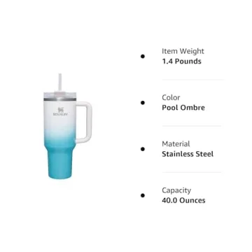 STANLEY Flowstate 40oz Quencher H2.0 Tumbler POOL OMBRE Exclusive