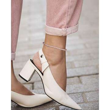 TOPGRILLZ 3-6mm Tennis Chain Anklet with Extension Bracelet for Women, 14K Gold Plated CZ Diamond Fashion Foot Jewelry Gifts (5mm White Gold,9)