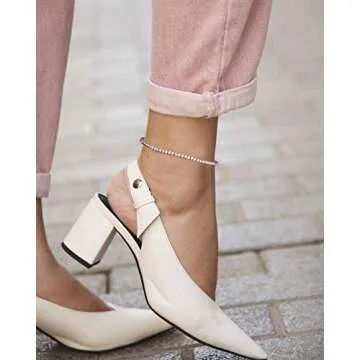 TOPGRILLZ 3-6mm Tennis Chain Anklet with Extension Bracelet for Women, 14K Gold Plated CZ Diamond Fashion Foot Jewelry Gifts (5mm White Gold,9)