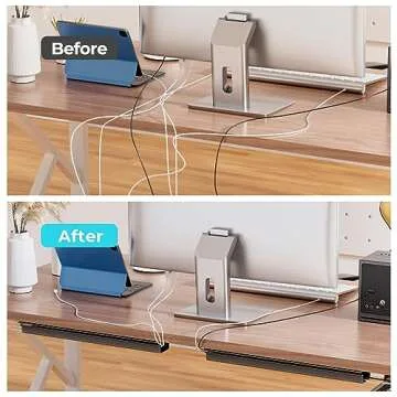 Delamu 2 Pack Safe & Tidy Cable Management Solution - Protect Kids & Pets with Home & Office Cable Management Under Desk,Cable Organizer, Cable Management Kit,Cord Organizer for Desk, 15.7inX2