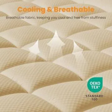 MATBEBY Full Size Mattress Pad - Cooling Breathable Mattress Topper, Quilted Fitted Mattress Protect...