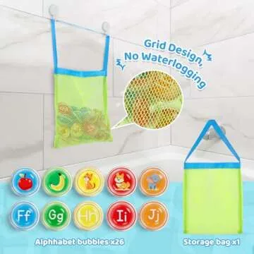 JoyCat Toddler Bath Toys, 26pcs Letters Alphabet Bathtub Learning Set, Floating Pool Games for Toddlers Kids 2 3 4 5 Years Old,Preschool Homeschool Supplies