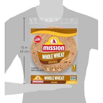 Mission Soft Taco Whole Wheat Tortillas, Medium Size, 10 Count, Whole Grain