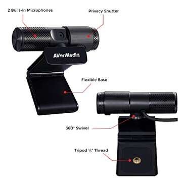 AVerMedia Full HD Webcam with Privacy Shutter and AI Effects