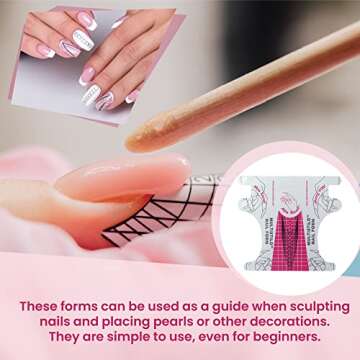 Mia Secret Multistilo 500 PCS - Nail Extension Tips, Nail Forms for Acrylic Nails, Acrylic Nail/UV Gel Nail Extension Forms - Guide Stickers for Nails