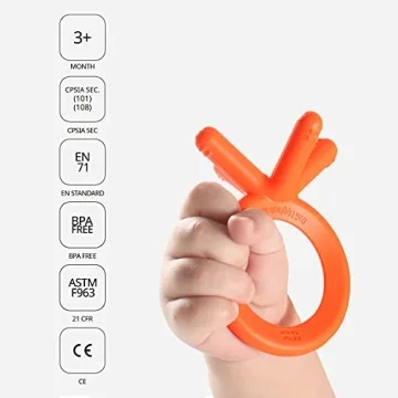 Comotomo Silicone Baby Teether Orange - Perfect for Infants