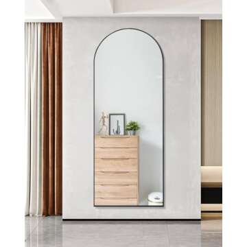 TinyTimes 64''x21'' Arched Full Length Mirror – Elegant Metal Frame, Versatile Installations for A...