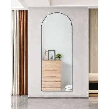 TinyTimes 64''x21'' Arched Full Length Mirror – Elegant Metal Frame, Versatile Installations for A...