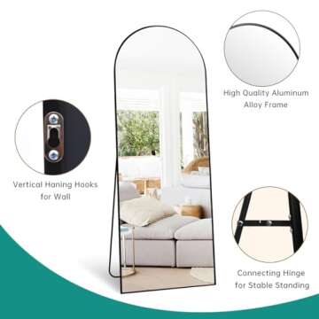 TinyTimes 64'' Arched Full Length Mirror - Stylish & Safe