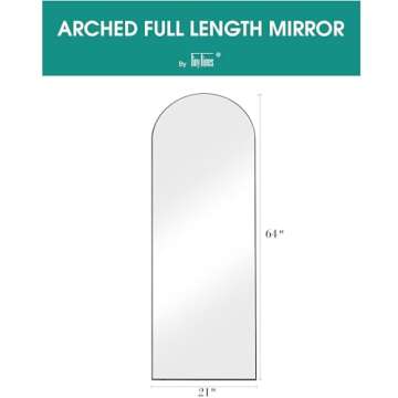TinyTimes 64'' Arched Full Length Mirror - Stylish & Safe
