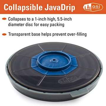 GSI Outdoors Pour-Over Java Drip I Travel Drip Coffee Maker, Collapsible Cone Fits All Coffee Cups & Mugs for Caravan, RV, Camping & Backpacking