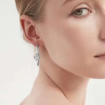 Elegant Cross Huggie White Gold Earrings for Women