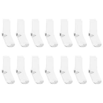 Hanes Women's Value, Crew Soft Moisture-Wicking Socks, Available in 10 and 14-Packs, White-14, 8-12