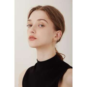 LILIE&WHITE Gold Bow Earrings Dangle Jewelry for Women