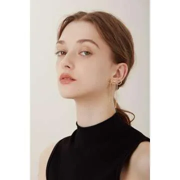 LILIE&WHITE Gold Bow Earrings Dangle Jewelry for Women