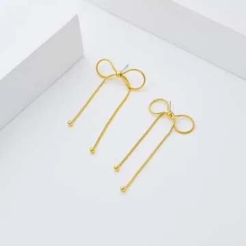 LILIE&WHITE Gold Bow Earrings Dangle Jewelry for Women