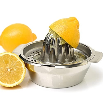 Vanleonet Stainless Steel Citrus Lemon Orange Juicer - Manual Hand Squeezer with Bowl Strainer