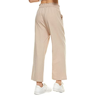 Stylish LNX Womens High Waisted Linen Pants with Pockets