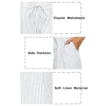 Stylish LNX Womens High Waisted Linen Pants with Pockets