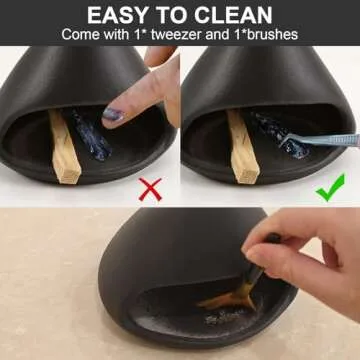 Yawlsow Palo Santo Holder Burner, Charcoal Bakhoor Incense Burner,Smudge Bowl,Sage Holder,Ash Catcher for Meditation Zen Decor (Black)