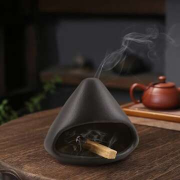 Yawlsow Palo Santo Holder Burner, Charcoal Bakhoor Incense Burner,Smudge Bowl,Sage Holder,Ash Catcher for Meditation Zen Decor (Black)
