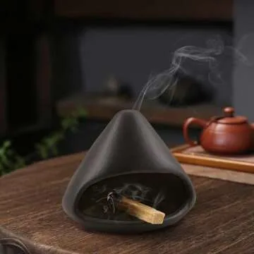 Yawlsow Palo Santo Holder Burner, Charcoal Bakhoor Incense Burner,Smudge Bowl,Sage Holder,Ash Catcher for Meditation Zen Decor (Black)