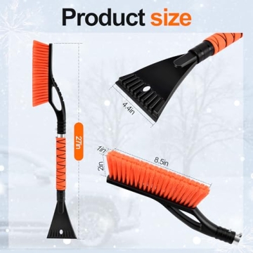 GETLMUL 27" Heavy Duty Snow Brush and Ice Scraper - Scratch Free Bristle Head & Ergonomic Design