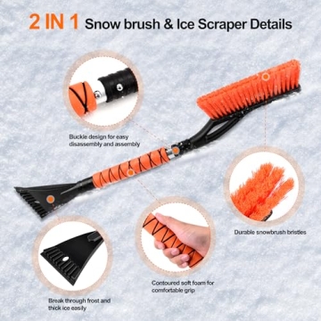 GETLMUL 27" Heavy Duty Snow Brush Ice Scraper for Winter