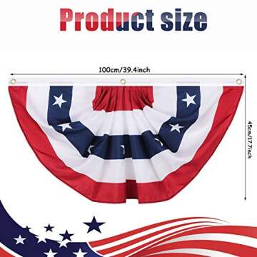 Tatuo Patriotic Decorations, 4th of July Pleated Fan Flags American Us Bunting Flag Stars and Stripes Banner for Independence Day Memorial Day and Labour Day(6 Pieces,1.5 x 3 feet)