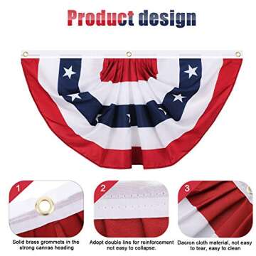 Tatuo Patriotic Decorations, 4th of July Pleated Fan Flags American Us Bunting Flag Stars and Stripes Banner for Independence Day Memorial Day and Labour Day(6 Pieces,1.5 x 3 feet)