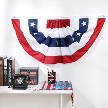 Tatuo Patriotic Decorations, 4th of July Pleated Fan Flags American Us Bunting Flag Stars and Stripes Banner for Independence Day Memorial Day and Labour Day(6 Pieces,1.5 x 3 feet)